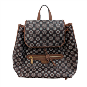 Kate Spade Brown Backpack with Monogram Design and Leather Accents